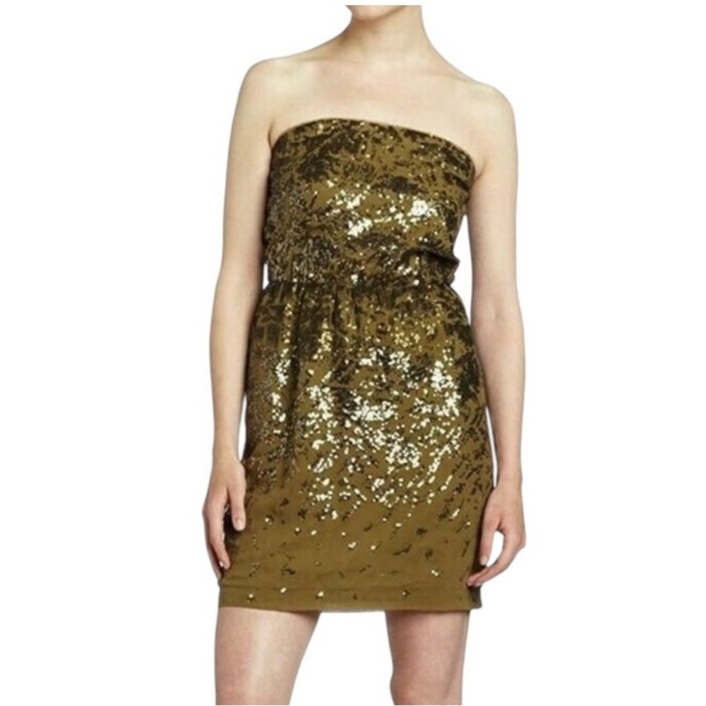 BCBGMaxAzria Atalaya Sequins Dress Olive
